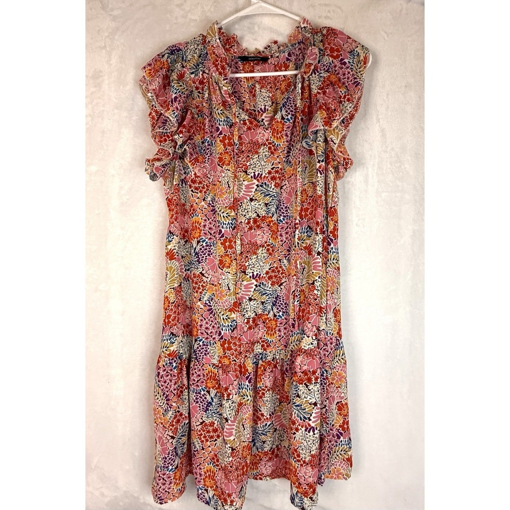 Dokotoo Floral Mini Dress L Pink Boho Cottagecore Ruffle Sleeve Peasant